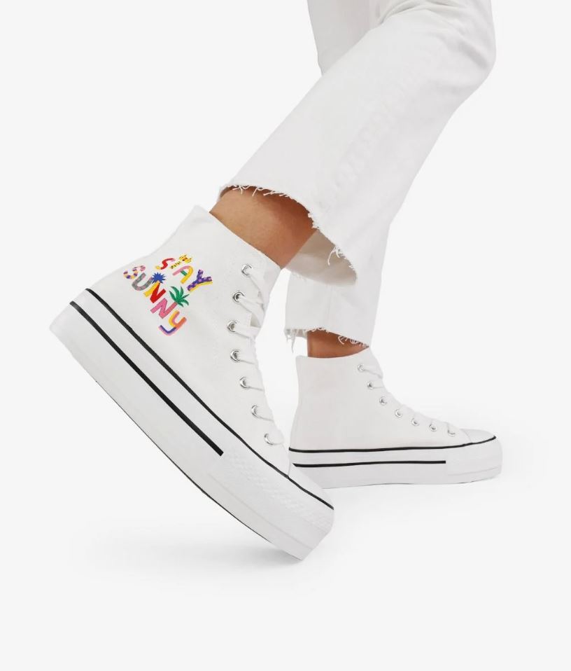Zapatillas de tela altas blancas con plataforma